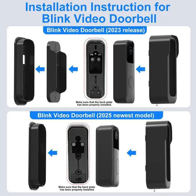 Alt view image 3 of 7 - No Drill Doorbell Mount for Blink Video Doorbell (2023 Release & 2025 Release), Anti-Theft and Weatherproof Mount for Blink Camera, Perfect for Homes and Apartments