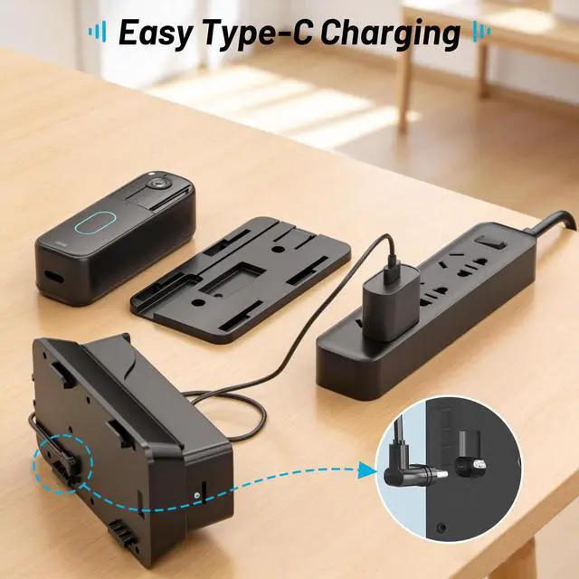 Alt view image 5 of 7 - Charger Station Mount Kit for Blink Doorbell (2nd Gen) with Built-in Battery Continuously Power Supply for 6 to 8 Months,Rechargeable Charger with Type-C Cable,IPX7 Waterproof