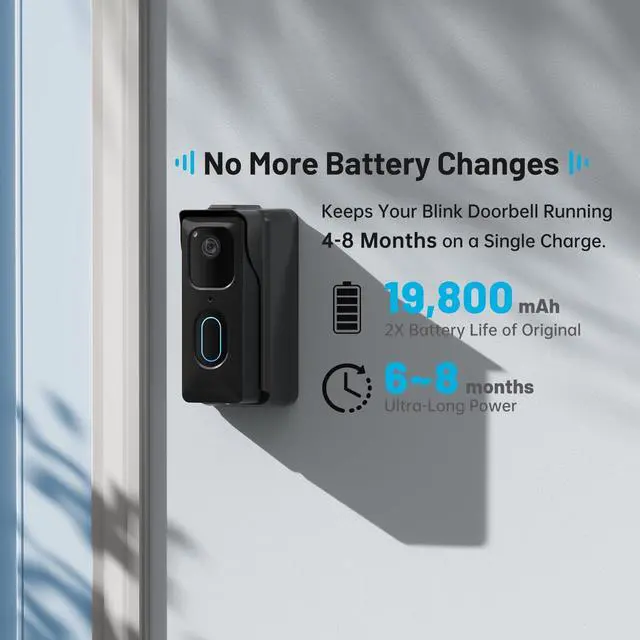 Alt view image 4 of 7 - Charger Station Mount Kit for Blink Doorbell (2nd Gen) with Built-in Battery Continuously Power Supply for 6 to 8 Months,Rechargeable Charger with Type-C Cable,IPX7 Waterproof