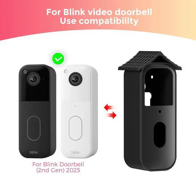 Alt view image 2 of 7 - No-Drill Blink Doorbell Mount - Compatible with Blink Video Doorbell (2nd Gen), Renter-Friendly Easy Installation, Security Camera Mount (Doorbell Not Included) Black
