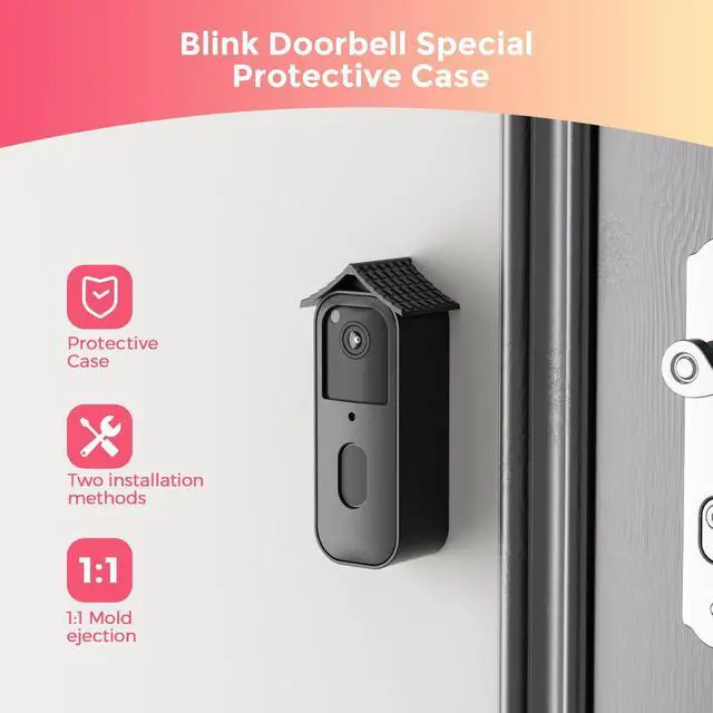 Alt view image 3 of 7 - No-Drill Blink Doorbell Mount - Compatible with Blink Video Doorbell (2nd Gen), Renter-Friendly Easy Installation, Security Camera Mount (Doorbell Not Included) Black