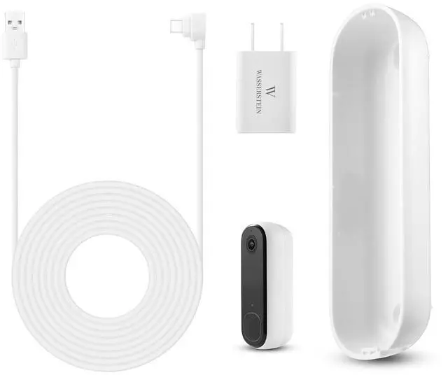Main image of Power Adapter (5.2V 2A) with L-Shaped USB-C Cable (26ft.) & Backplate - Compatible with Arlo Video Doorbell 2K (2nd Generation) (White) (Doorbell NOT Included)