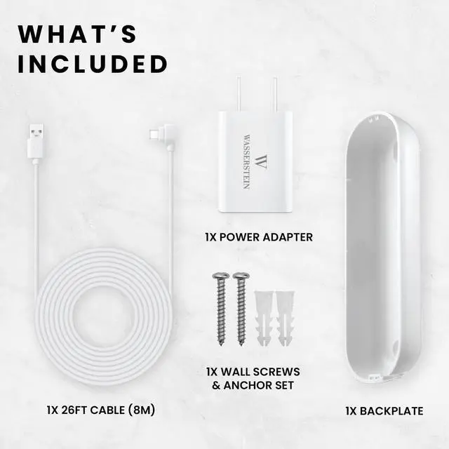 Alt view image 2 of 7 - Power Adapter (5.2V 2A) with L-Shaped USB-C Cable (26ft.) & Backplate - Compatible with Arlo Video Doorbell 2K (2nd Generation) (White) (Doorbell NOT Included)