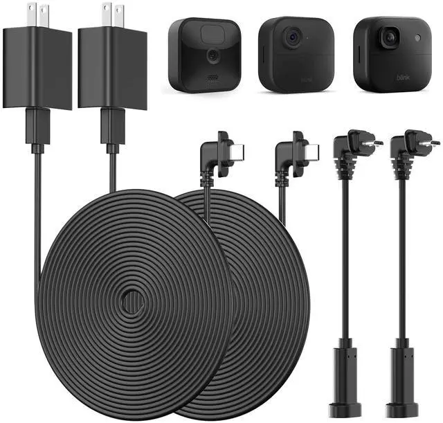 Main image of 16.4 ft /5m Power Cable Kit (with Adapter), for Blink XT/XT2, Outdoor 3/4/2K+, 2-Pack, TPE Material, Weatherproof, Includes USB-C to Micro USB Adapter Cable, No More Battery Changes