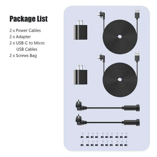 Alt view image 7 of 7 - 16.4 ft /5m Power Cable Kit (with Adapter), for Blink XT/XT2, Outdoor 3/4/2K+, 2-Pack, TPE Material, Weatherproof, Includes USB-C to Micro USB Adapter Cable, No More Battery Changes