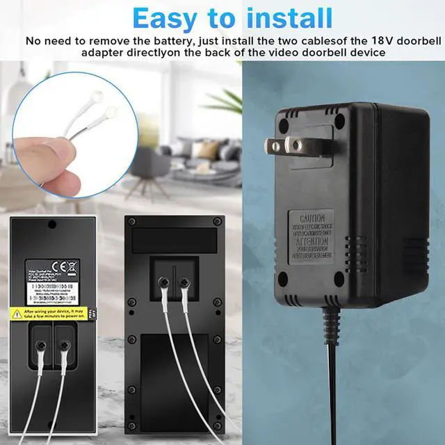 Alt view image 2 of 7 - 18V1000mA Video Doorbell Power Adapter for Video Doorbell, Ring Video Doorbell Pro and Ring Video Doorbell 2,Transformer Compatible with Zmodo Smart Doorbell and Nest Hello Doorbell(26Ft Power Cord)