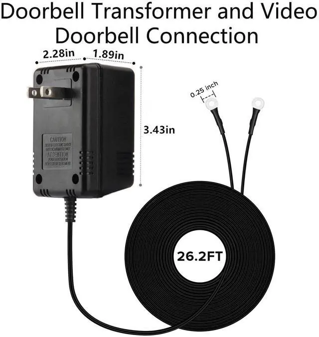 Alt view image 7 of 7 - 18V1000mA Video Doorbell Power Adapter for Video Doorbell, Ring Video Doorbell Pro and Ring Video Doorbell 2,Transformer Compatible with Zmodo Smart Doorbell and Nest Hello Doorbell(26Ft Power Cord)