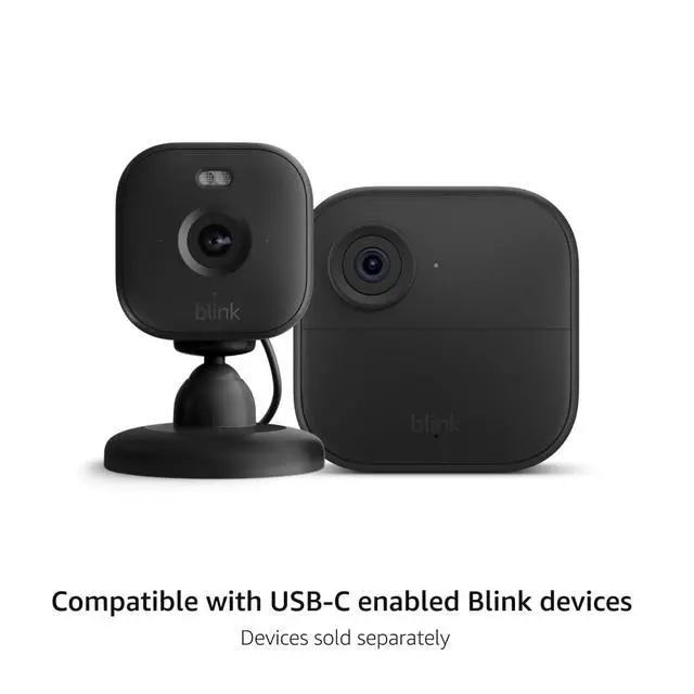 Alt view image 2 of 2 - Weather Resistant 13ft Power Adapter for Blink Mini 2, Mini 2K+, Outdoor 4, and Outdoor 2K+ (Black)