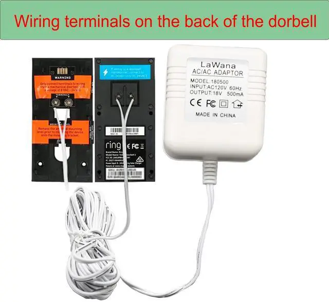 Alt view image 5 of 5 - 26FT Charging Cable18V500mA Doorbell Power Adapter for Video Doorbells, Ring Video Doorbell Pro and Ring Video Doorbell 2, Transformer Compatible with Zmodo Smart Doorbell and Nest Hello Doorbell