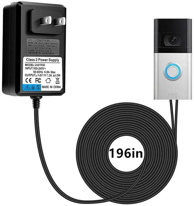 Main image of 18V Video doorbell Power Adapter for Video Doorbell, Ring Video Doorbell Pro and Ring Video Doorbell 2,Transformer Compatible with Zmodo Smart Doorbell and Nest Hello Doorbell(16.5Ft Cord Black)