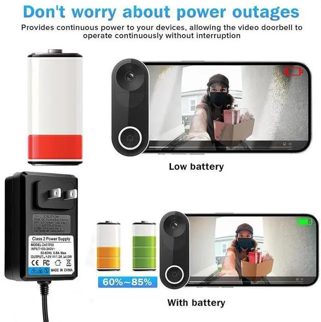 Alt view image 4 of 7 - 18V Video doorbell Power Adapter for Video Doorbell, Ring Video Doorbell Pro and Ring Video Doorbell 2,Transformer Compatible with Zmodo Smart Doorbell and Nest Hello Doorbell(16.5Ft Cord Black)