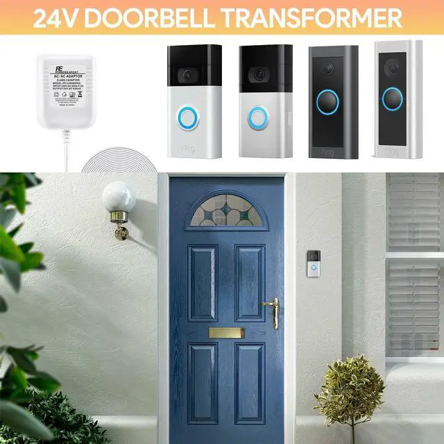 Alt view image 3 of 7 - Doorbell Transformer 24V Adapter for Ring Video Doorbell, 16.4ft Long C Wire Power Supply, Compatible with Ring, Nest Hello, Wyze and Eufy Video Doorbells