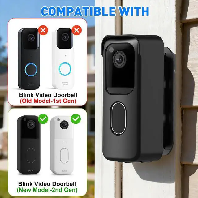 Alt view image 2 of 6 - Angle Adjustable Mount for Blink Video Doorbell 2nd Gen (2025 Release), Blink Doorbell Mount with Full Cover Protection Case, No-Drill Mounting Bracket for Doorbell Camera, Wide Viewing Range