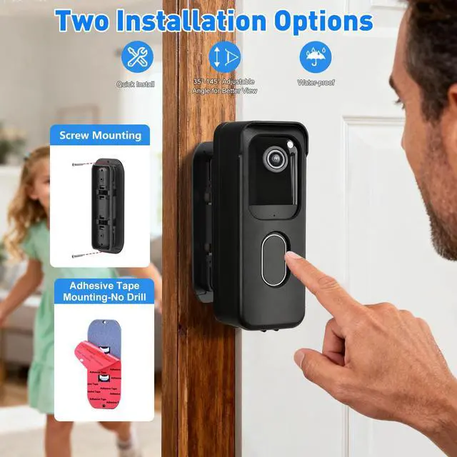 Alt view image 3 of 6 - Angle Adjustable Mount for Blink Video Doorbell 2nd Gen (2025 Release), Blink Doorbell Mount with Full Cover Protection Case, No-Drill Mounting Bracket for Doorbell Camera, Wide Viewing Range