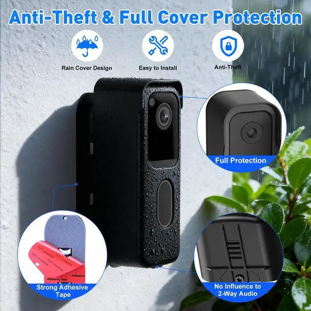 Alt view image 4 of 6 - Angle Adjustable Mount for Blink Video Doorbell 2nd Gen (2025 Release), Blink Doorbell Mount with Full Cover Protection Case, No-Drill Mounting Bracket for Doorbell Camera, Wide Viewing Range