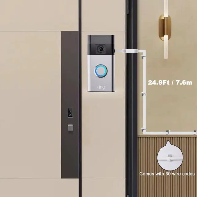 Alt view image 4 of 6 - UpgradedPower Adapter and 24.9ft/7.6m Type-C Power Charging Cable for Ring Battery Doorbell(2024 Release)Ultra-Thin Charging Cable Design, only 0.02 inches ThickNo Need to Remove The Bracket