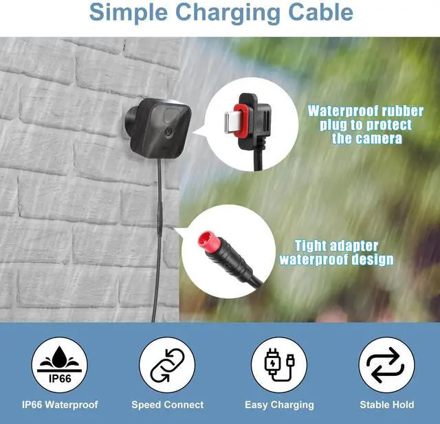 Alt view image 2 of 6 - 23ft/7m Power Cable and Adapter for Blink Outdoor 4 (4th Gen) & (3rd Gen) & Blink XT/XT2, Weatherproof Extension Cable Compatible with Blink Camera with Micro USB Adapter