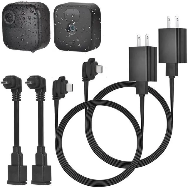 Main image of 2Pack 10ft/3m Power Cable and Adapter for Blink Outdoor 4 (4th Gen) & (3rd Gen) & Blink XT/XT2, Weatherproof Flat Charger Extension Cable with Micro USB Adapter, No More Battery Changes