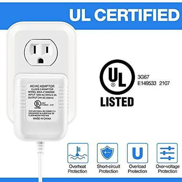 Alt view image 5 of 7 - 24V Doorbell Transformer Adapter, 22.96ft Long C Wire Adapter Compatible with Ring, Nest Hello, Wyze, Eufy, 500mA Video Doorbell Power Supply with 48PCS Cable Clips
