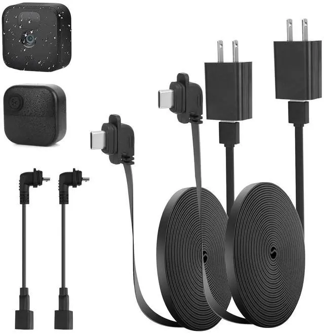Main image of 2Pack 10ft/3m Power Cord and Adapter for Blink Outdoor 4(4th Gen)/(3rd Gen)/Blink XT XT2 Camera,Weather Resistant Flat Charging Cable with Extra Type C to Micro USB Adapter