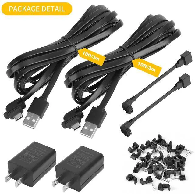 Alt view image 6 of 6 - 2Pack 10ft/3m Power Cord and Adapter for Blink Outdoor 4(4th Gen)/(3rd Gen)/Blink XT XT2 Camera,Weather Resistant Flat Charging Cable with Extra Type C to Micro USB Adapter