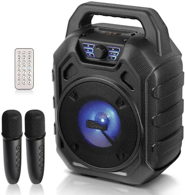 Main image of Karaoke Machine with 2 Wireless Microphones/Portable Bluetooth Speaker Karaoke Machine/IPX6 Waterproof Kareoke Machine for Adults/Kids, for Home Jobsite,Party,Travel, Support TF/USB/AUX/LED Light
