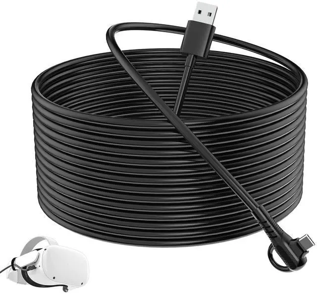 Main image of Long Link Cable for Quest 3/2/Quest, 16.4ft/5m USB C 3.2 Gen1 Cable for PC Gaming & VR Headset, Fast Charging & High Speed Data Transfer 90 Degree Type C to USB A Fast Charger Cord