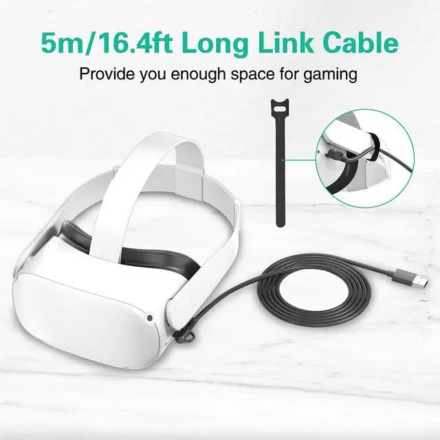 Alt view image 5 of 7 - Long Link Cable for Quest 3/2/Quest, 16.4ft/5m USB C 3.2 Gen1 Cable for PC Gaming & VR Headset, Fast Charging & High Speed Data Transfer 90 Degree Type C to USB A Fast Charger Cord
