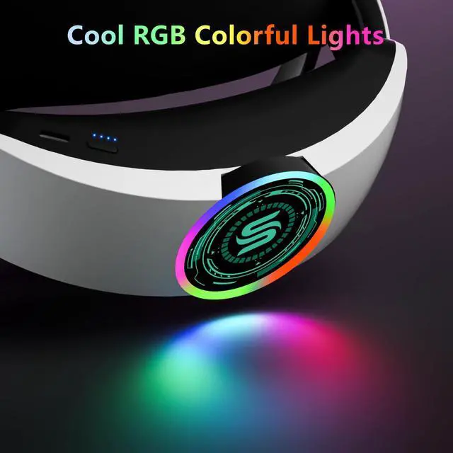 Alt view image 3 of 7 - Head Strap with 10000mAh Battery for Oculus Quest 2, Cool RGB Light Fast Charging Adjustable Battery Pack for Meta Elite Strap Replacement Extend 8H Playtime, Enhanced Comfort Reduce Pressure