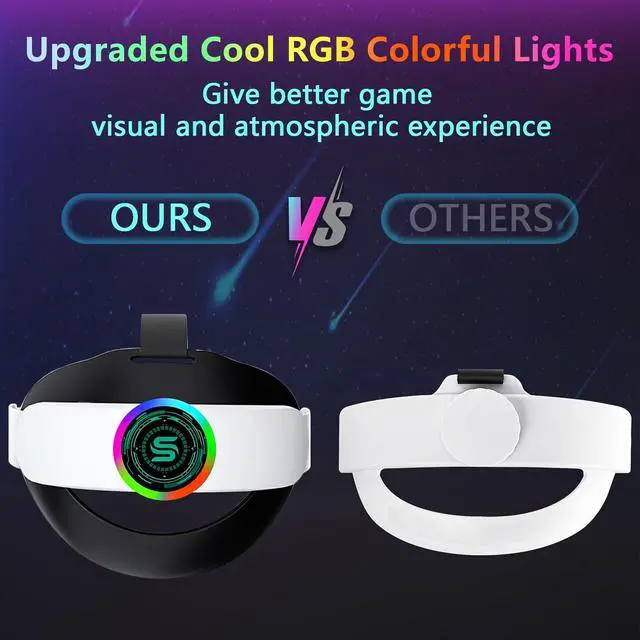 Alt view image 7 of 7 - Head Strap with 10000mAh Battery for Oculus Quest 2, Cool RGB Light Fast Charging Adjustable Battery Pack for Meta Elite Strap Replacement Extend 8H Playtime, Enhanced Comfort Reduce Pressure