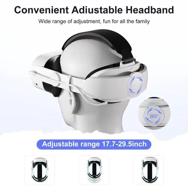 Alt view image 2 of 6 - Head Strap with Battery Compatible with Meta/Oculus Quest 3/ 3S, 10000mAh Fast Charging Detachable Battery Pack Extend 5-7H Playtime, Adjustable Elite Strap Enhanced Support & Balance in VR