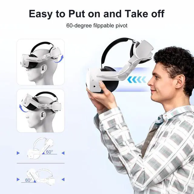 Alt view image 3 of 6 - Head Strap with Battery Compatible with Meta/Oculus Quest 3/ 3S, 10000mAh Fast Charging Detachable Battery Pack Extend 5-7H Playtime, Adjustable Elite Strap Enhanced Support & Balance in VR