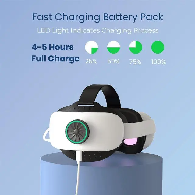 Alt view image 3 of 7 - Elite Strap with Battery for Oculus Quest 2,8000mAh Extend 9hrs Playtime,Fast Charging VR Power,Counter Balance&Adjustable Head Strap for Enhanced Support and Comfort in VR