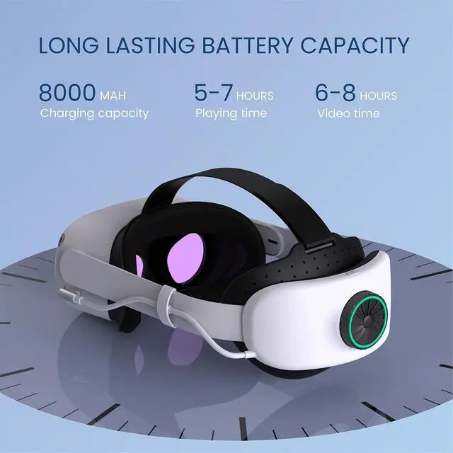 Alt view image 2 of 7 - Elite Strap with Battery for Oculus Quest 2,8000mAh Extend 9hrs Playtime,Fast Charging VR Power,Counter Balance&Adjustable Head Strap for Enhanced Support and Comfort in VR