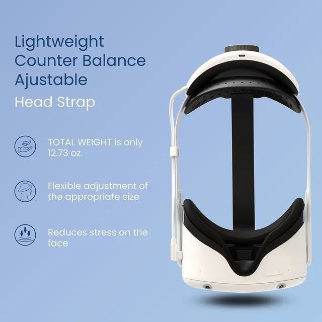 Alt view image 5 of 7 - Elite Strap with Battery for Oculus Quest 2,8000mAh Extend 9hrs Playtime,Fast Charging VR Power,Counter Balance&Adjustable Head Strap for Enhanced Support and Comfort in VR