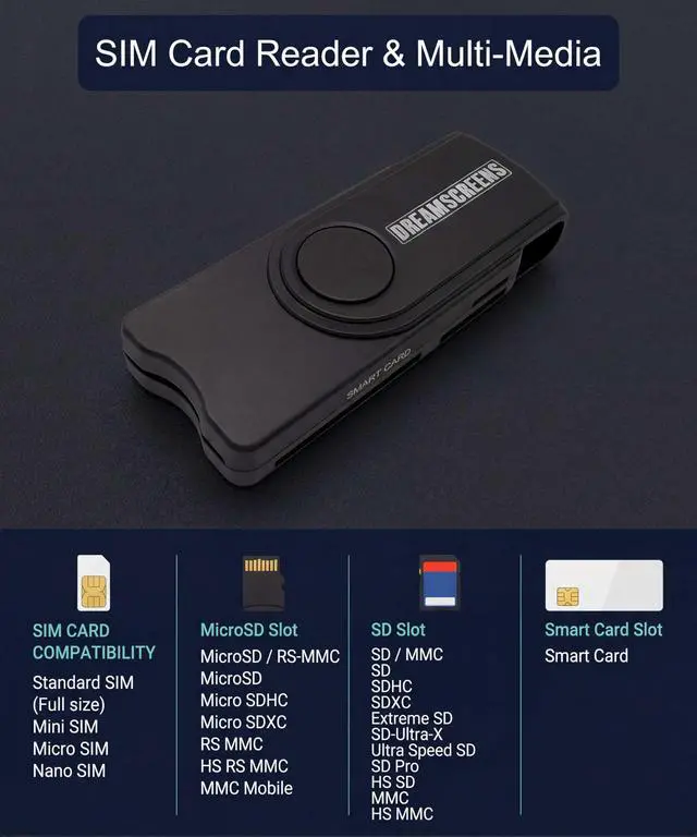 Alt view image 2 of 7 - USB SIM Card Reader Multi-Media SD TF MMC with Micro and Nano SIM Adapters and SIM Editing and Text Recovery Software