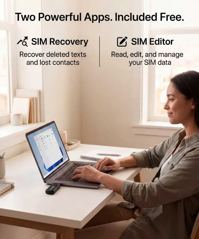 Alt view image 7 of 7 - USB SIM Card Reader Multi-Media SD TF MMC with Micro and Nano SIM Adapters and SIM Editing and Text Recovery Software