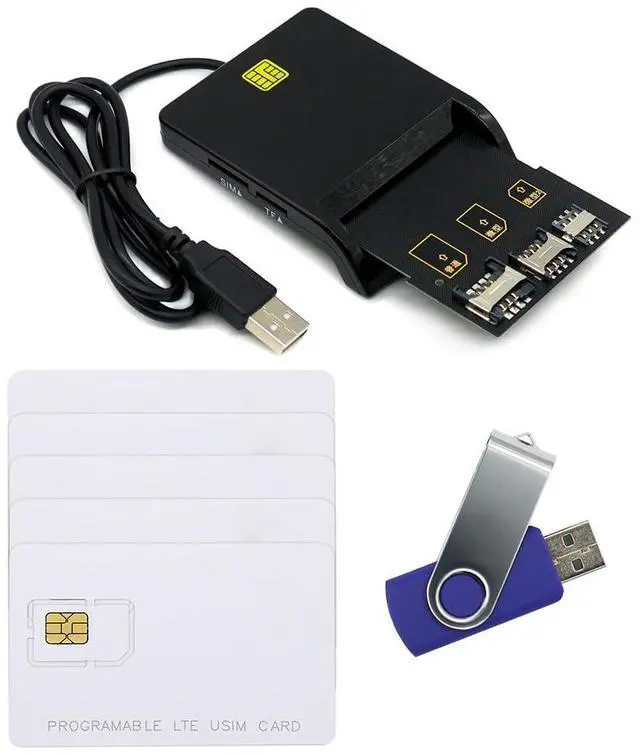 Main image of LTE Cards Program kit, SIM Card Tools & Accessories Include 1 SIM Card Reader + 5pcs programmable USIM Cards + 1 Mini Micro Nano sim Card Adapter kit + GRSIM Software Programer Tool
