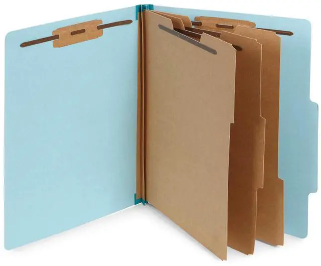Main image of Light Blue Classification Folders, 3 Dividers, Letter Size with 2 Inch Expansions, 8 Section, 10 Pack