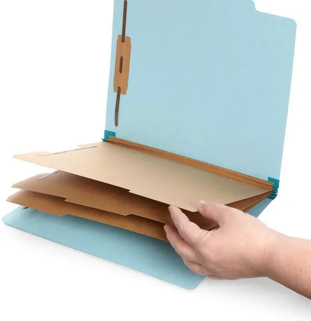 Alt view image 2 of 4 - Light Blue Classification Folders, 3 Dividers, Letter Size with 2 Inch Expansions, 8 Section, 10 Pack