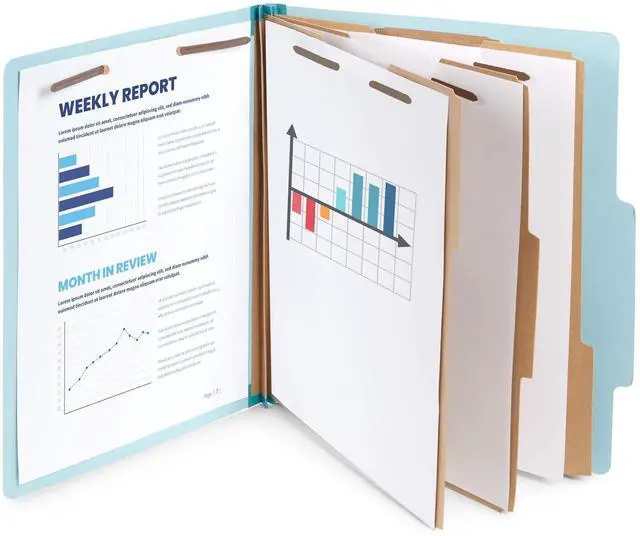 Alt view image 3 of 4 - Light Blue Classification Folders, 3 Dividers, Letter Size with 2 Inch Expansions, 8 Section, 10 Pack