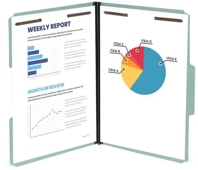 Alt view image 2 of 5 - Blue Summit Supplies Pressboard File Folder, 1 Inch Expansion, Top-Tab, Letter Size, Gray/Green 25 Pack