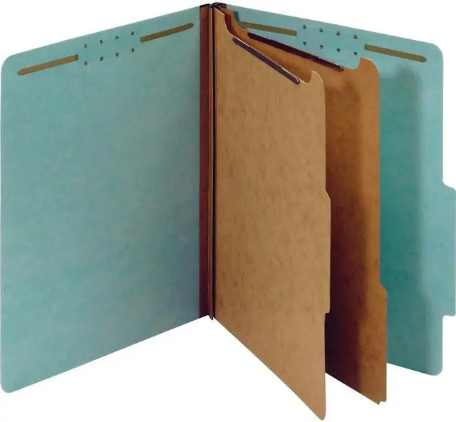 Main image of Recycled Classification File Folders, 2 Dividers, 2" Embedded Fasteners, 2/5 Tab Cut, Letter Size, Light Blue, Box of 10 (24030R)