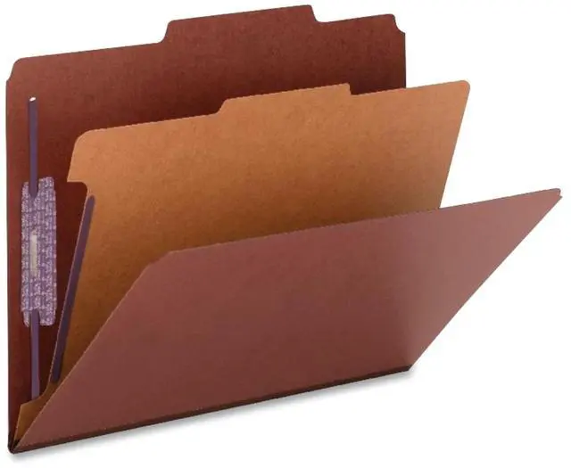 Alt view image 5 of 5 - Pressboard Classification File Folder with SafeSHIELD Fasteners, 1 Divider, 2" Expansion, Letter Size, Red, 10 per Box (13775)