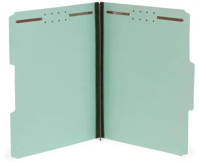 Main image of Blue Summit Pressboard File Folders, 2 inch Expansion Pressboard Folders Letter Size, Pressboard Folders with Fasteners, Gray/Green 25 Pack