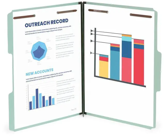 Alt view image 2 of 5 - Blue Summit Pressboard File Folders, 2 inch Expansion Pressboard Folders Letter Size, Pressboard Folders with Fasteners, Gray/Green 25 Pack