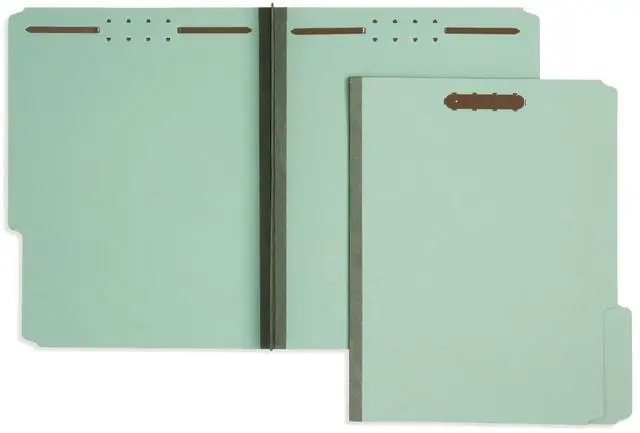 Alt view image 3 of 5 - Blue Summit Pressboard File Folders, 2 inch Expansion Pressboard Folders Letter Size, Pressboard Folders with Fasteners, Gray/Green 25 Pack
