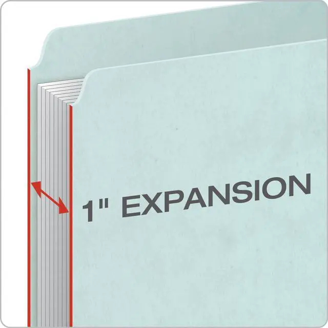 Alt view image 3 of 7 - 1" Expansion Pressboard File Folders with 1/3 Cut Tab, Letter, Blue, 25/Box (9200T 1/3)
