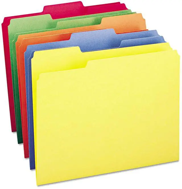 Main image of File Folders Letter Sized, 1/3-Cut Tab, Assorted Positions, Letter Size, Assorted Primary Colors, 100 Per Box (11943)