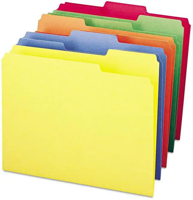 Alt view image 2 of 7 - File Folders Letter Sized, 1/3-Cut Tab, Assorted Positions, Letter Size, Assorted Primary Colors, 100 Per Box (11943)